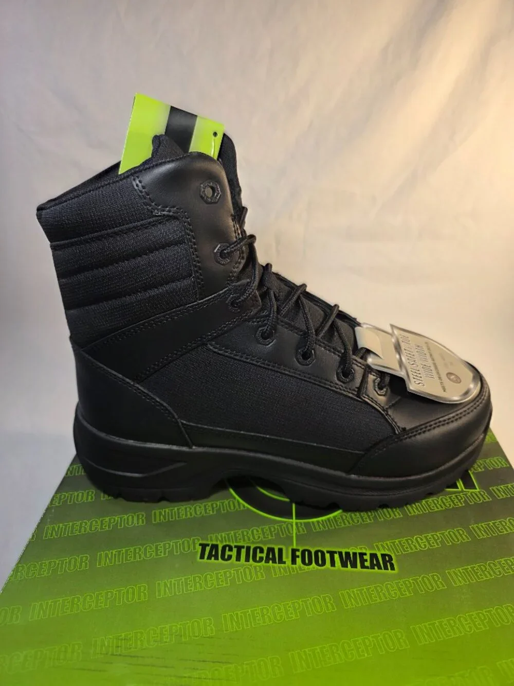 Interceptor Men's Black Leather Tactical Steel Toe Boots Force 2.0 Size 8.5 NWT